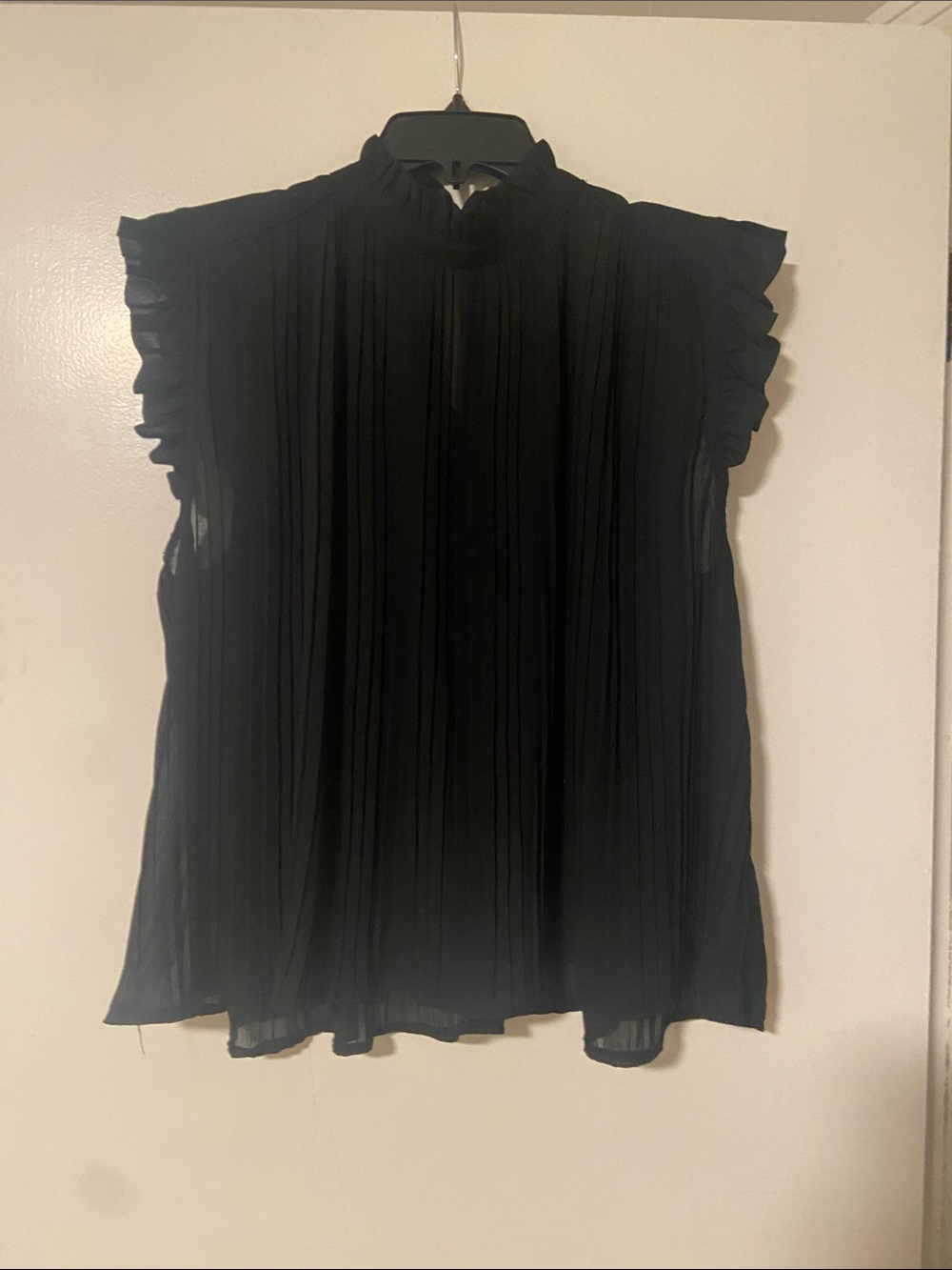 Pleated Black Ruffle blouse